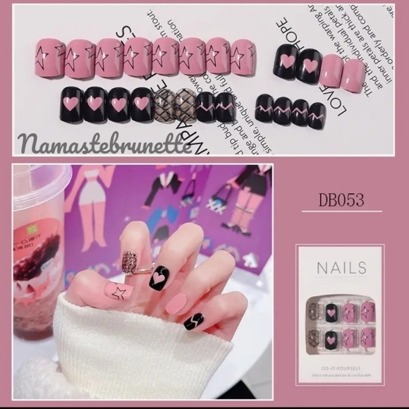 Pink Hearts Stars Press On Nails - Picture 5 of 10